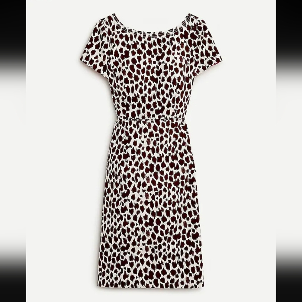 J. Crew Women's V-back Dress in giraffe Printed bi-Stretch Cotton, Size 0